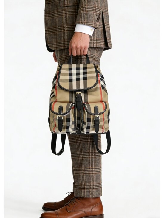 Burberry Enfield Check Canvas Backpack Archive Beige IP Check 8109273 main image 10